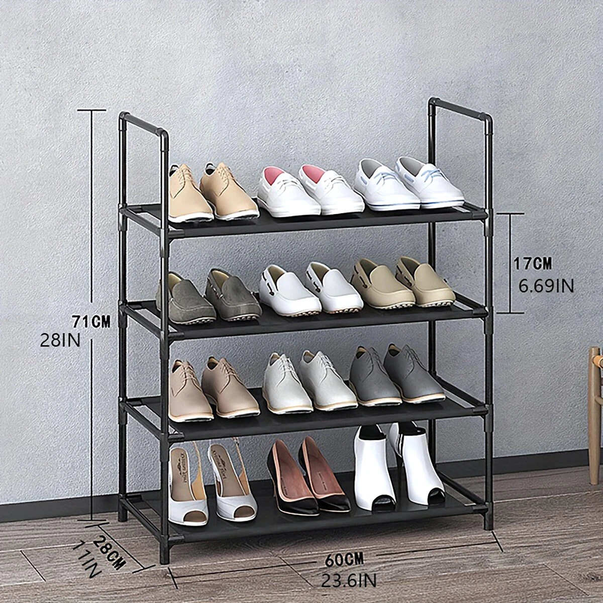 4-Tier Shoe Rack-LARGE Shoe Organizer, Sturdy Shoe